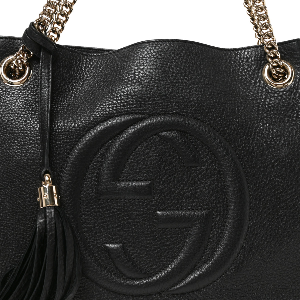 Pebbled Calfskin Medium Soho Chain Shoulder Bag Black