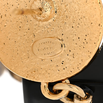Chanel Pearl CC Perfume Bottle Drop Earrings Black Gold 4 of 5