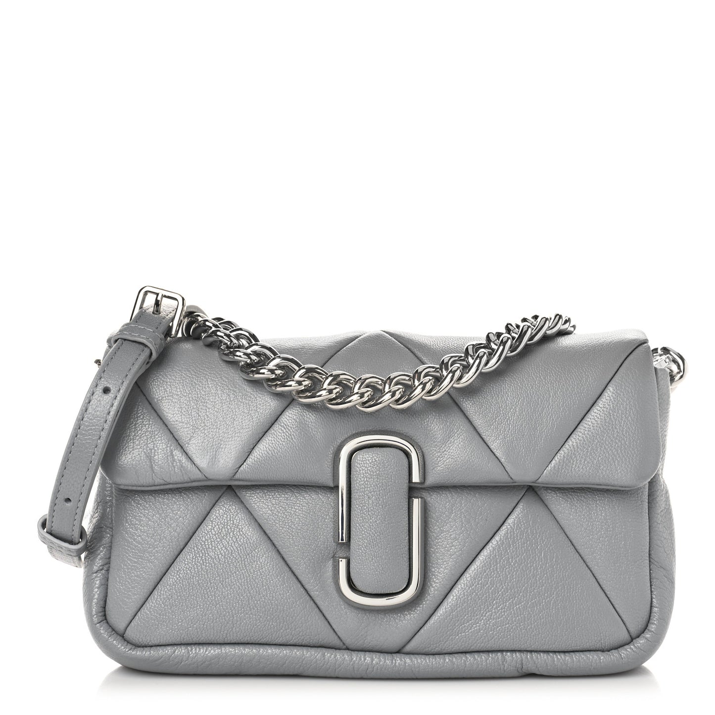 Goatskin Quilted J The Puffy Diamond Shoulder Bag Wolf Grey