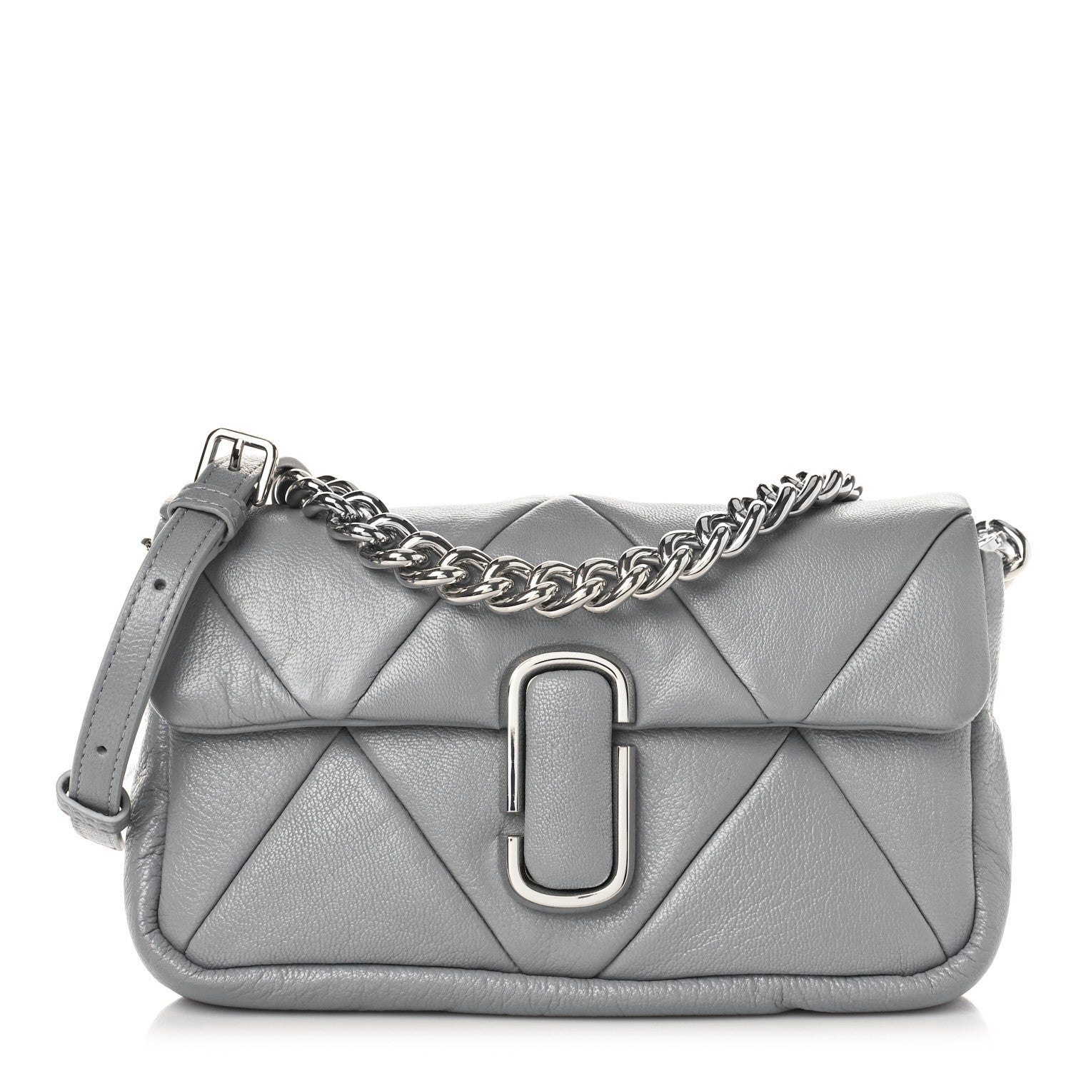 Marc Jacobs Goatskin Quilted J The Puffy Diamond Shoulder Bag Wolf Grey 1 of 8