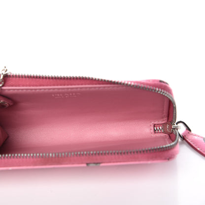 Prada Saffiano Elephant Print Zip Key Pouch Rosa 5 of 9