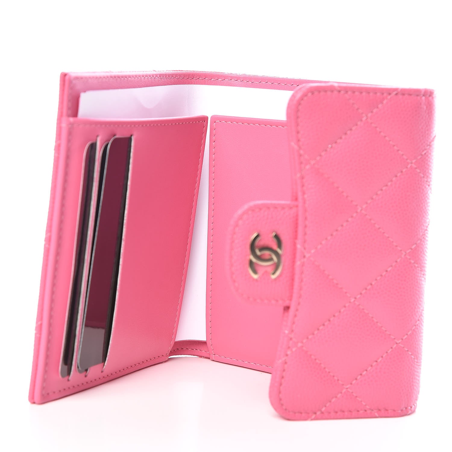 Chanel Caviar Quilted Compact Flap Wallet Pink 5 of 9