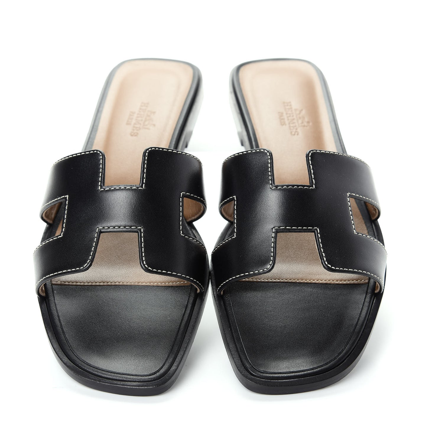 Box Calfskin Oran Sandals 37 Black