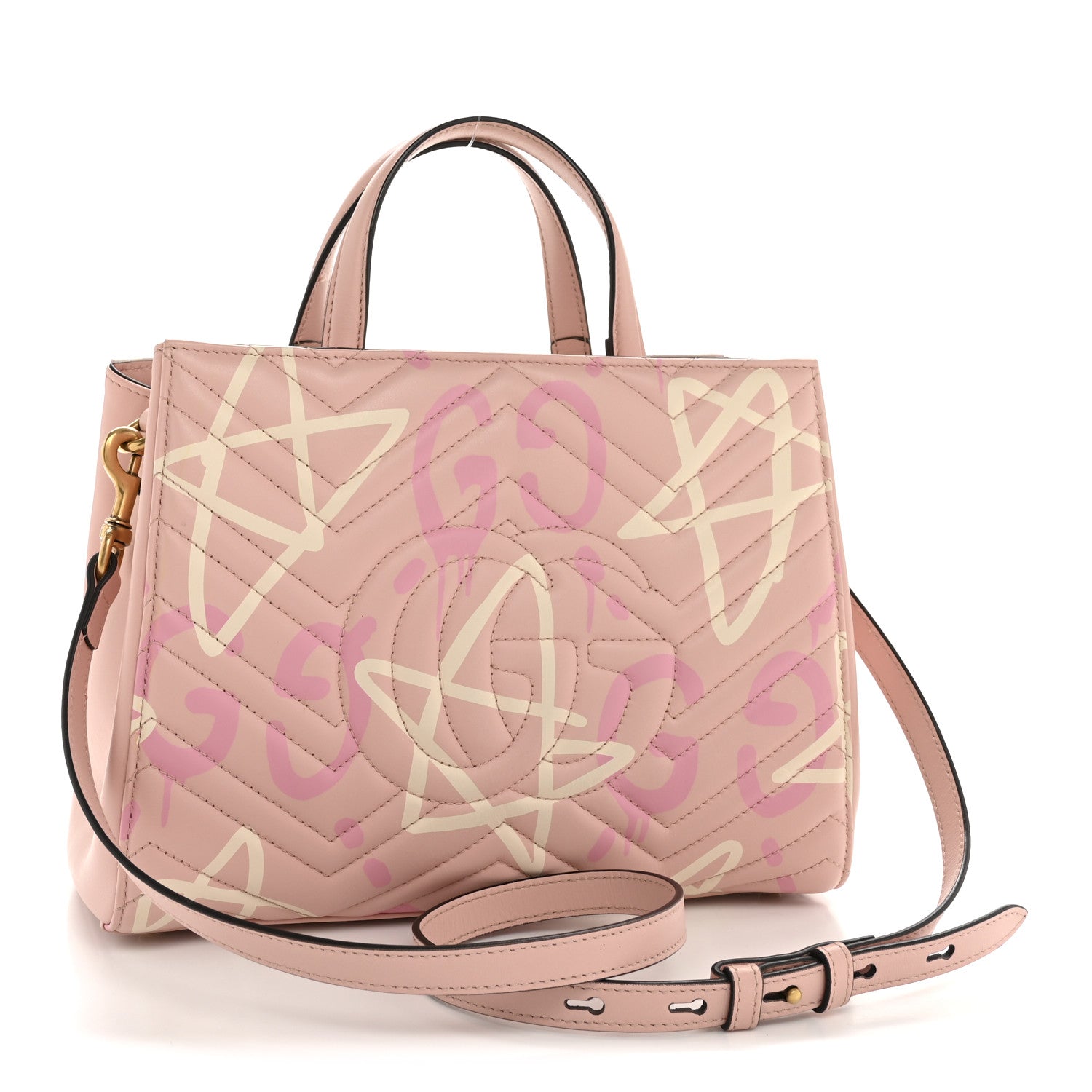 Gucci Calfskin Matelasse GucciGhost Small GG Marmont Tote Perfect Pink Rosa Ivory 3 of 15