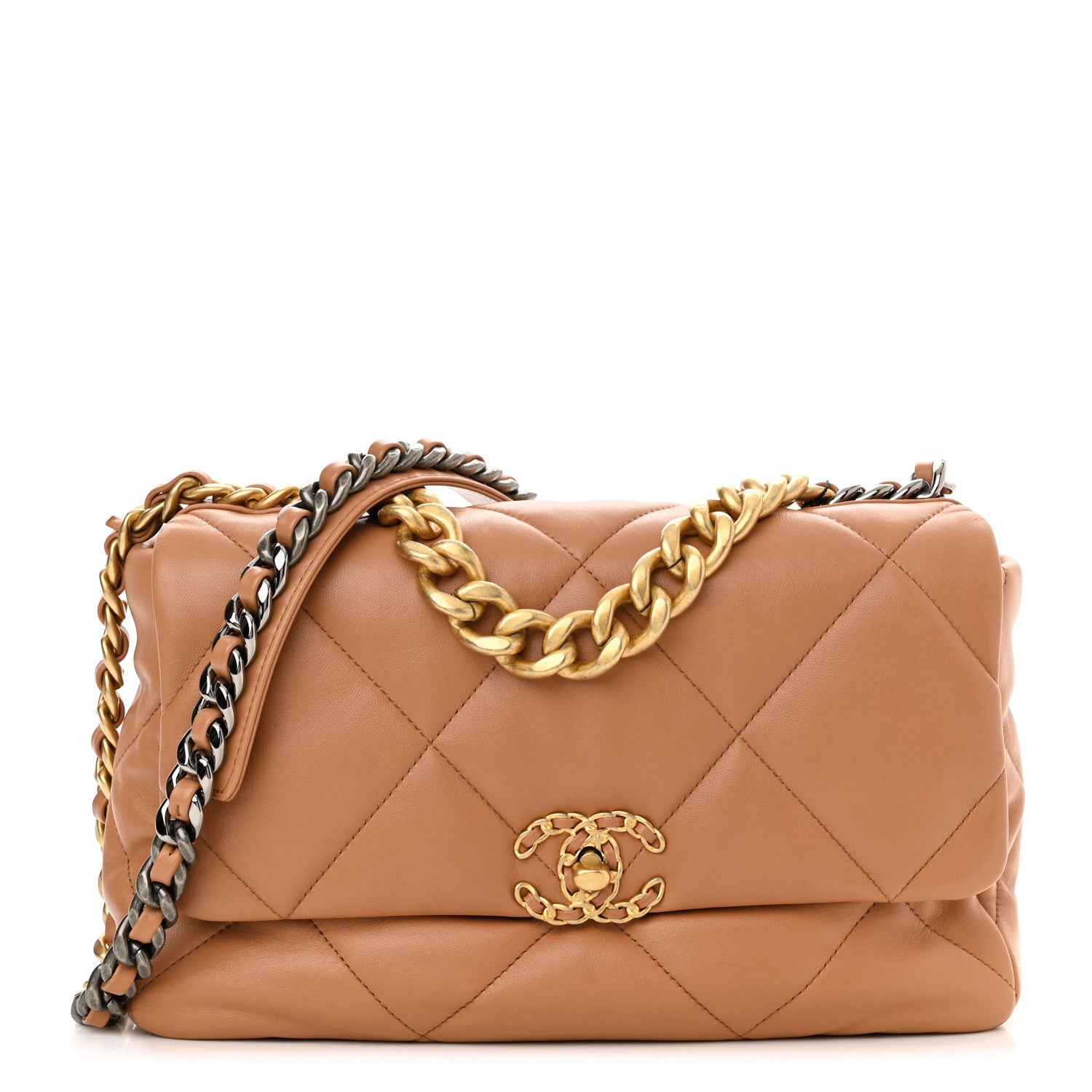 Chanel Lambskin Quilted Large Chanel 19 Flap Brown 1 of 11