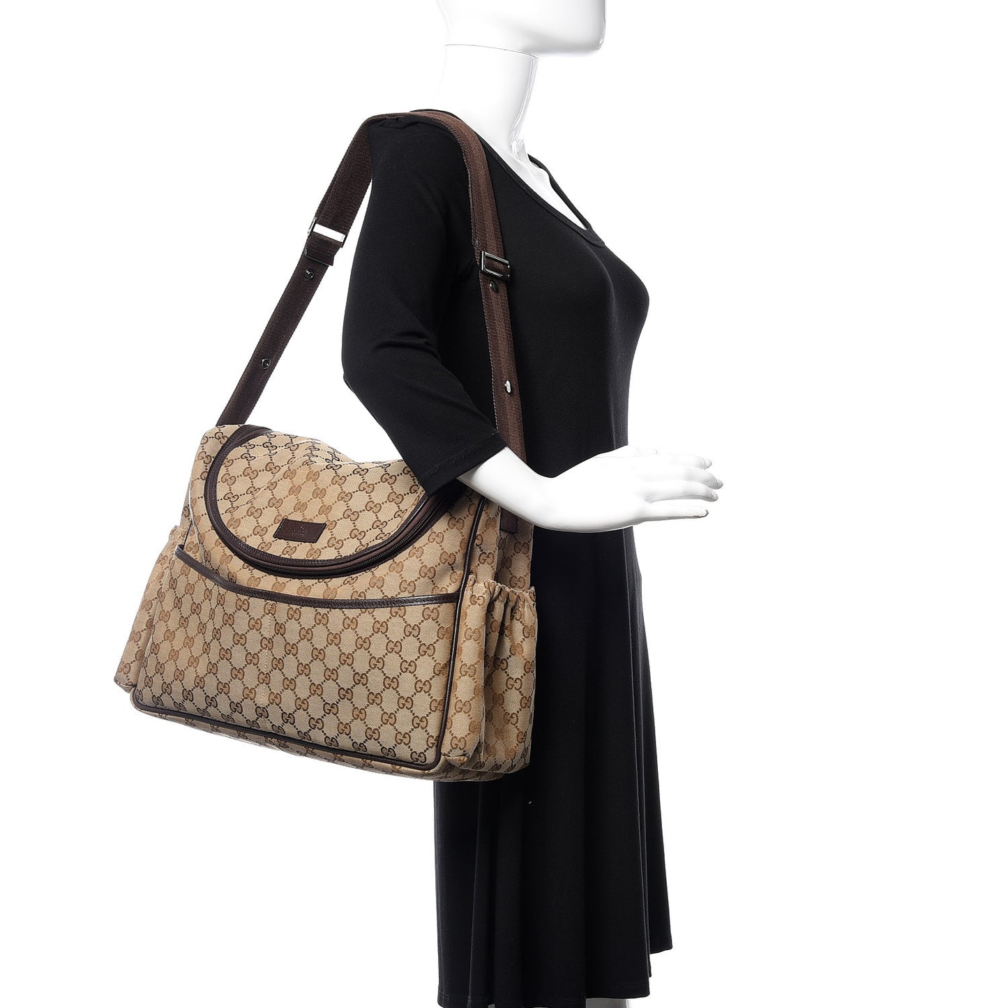 Monogram Natural Pigskin Large Diaper Bag Beige Ebony Cocoa Dark Chocolate