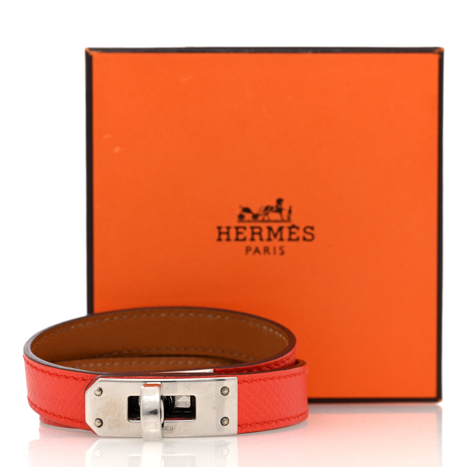 Hermes Epsom Kelly Double Tour Bracelet M Rose Jaipur 7 of 7