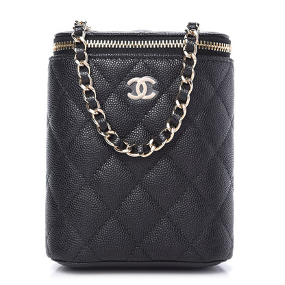Chanel Caviar Quilted Small Vertical Coco Beauty Vanity Case With Chain Black 1 of 8