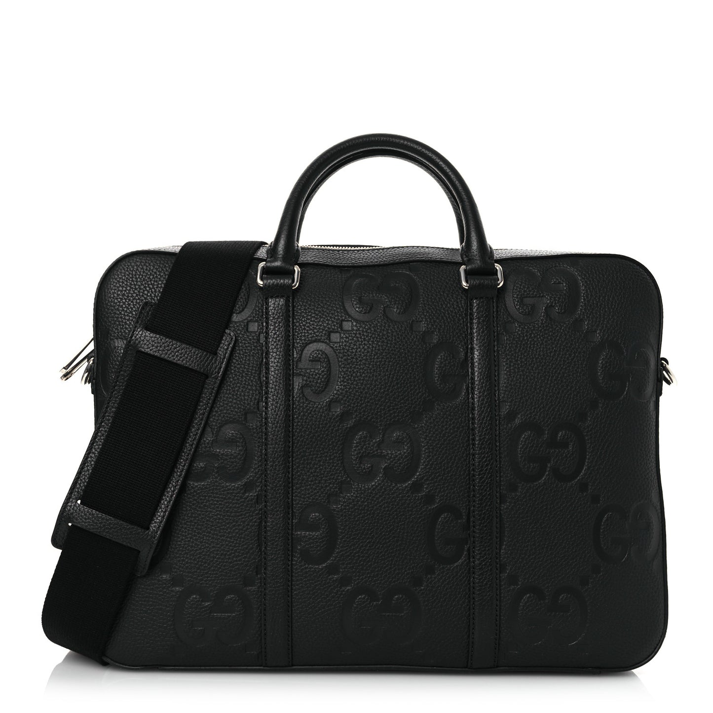 Piuma Calfskin Jumbo GG Embossed Briefcase Black
