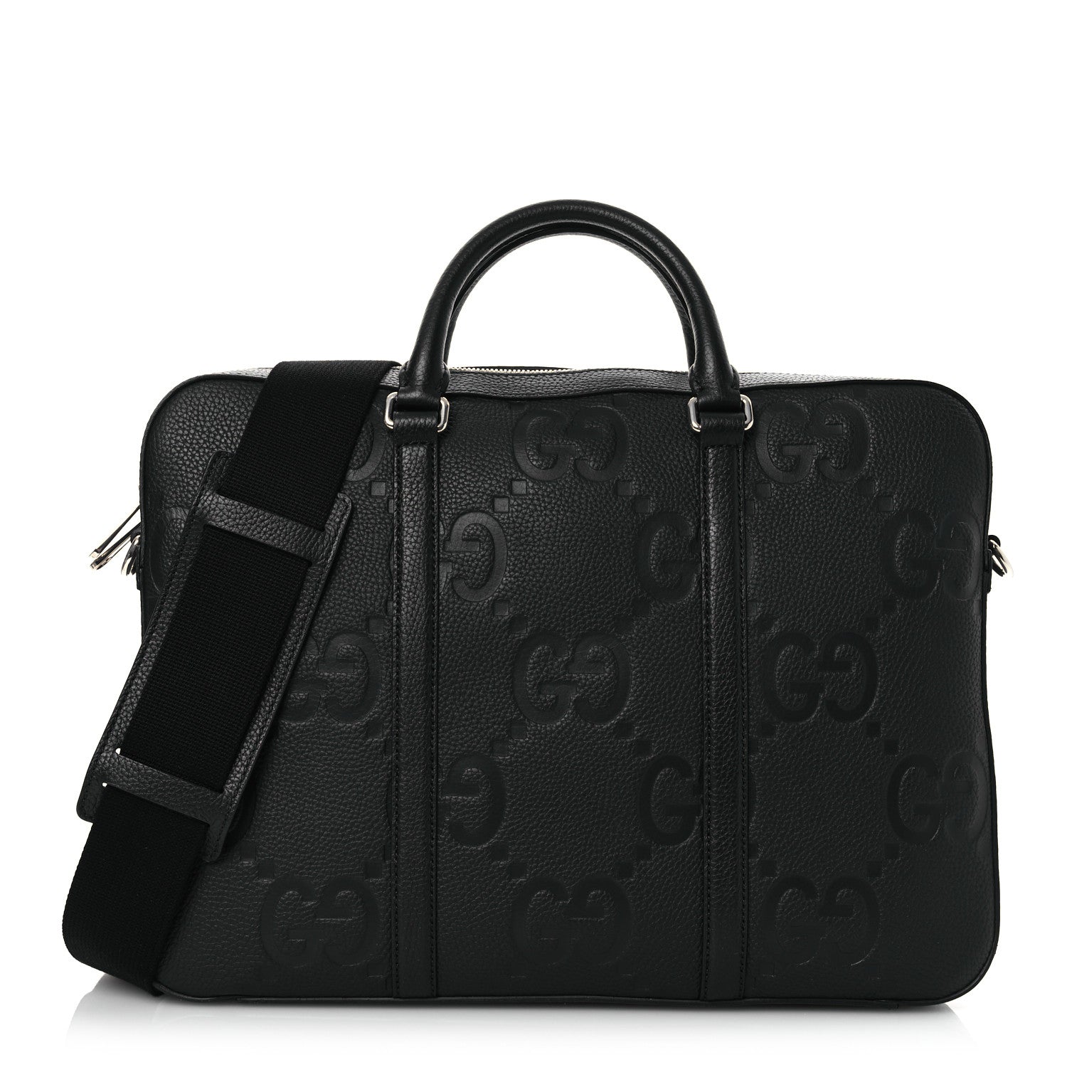 Gucci Piuma Calfskin Jumbo GG Embossed Briefcase Black 1 of 10