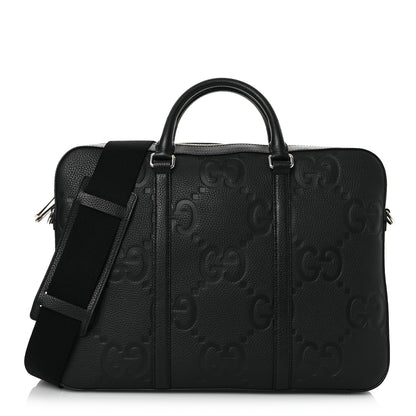 Gucci Piuma Calfskin Jumbo GG Embossed Briefcase Black 1 of 10