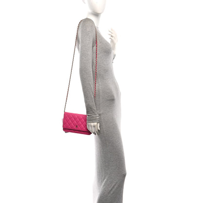 Chanel Caviar Quilted Wallet on Chain WOC Dark Pink 2 of 11