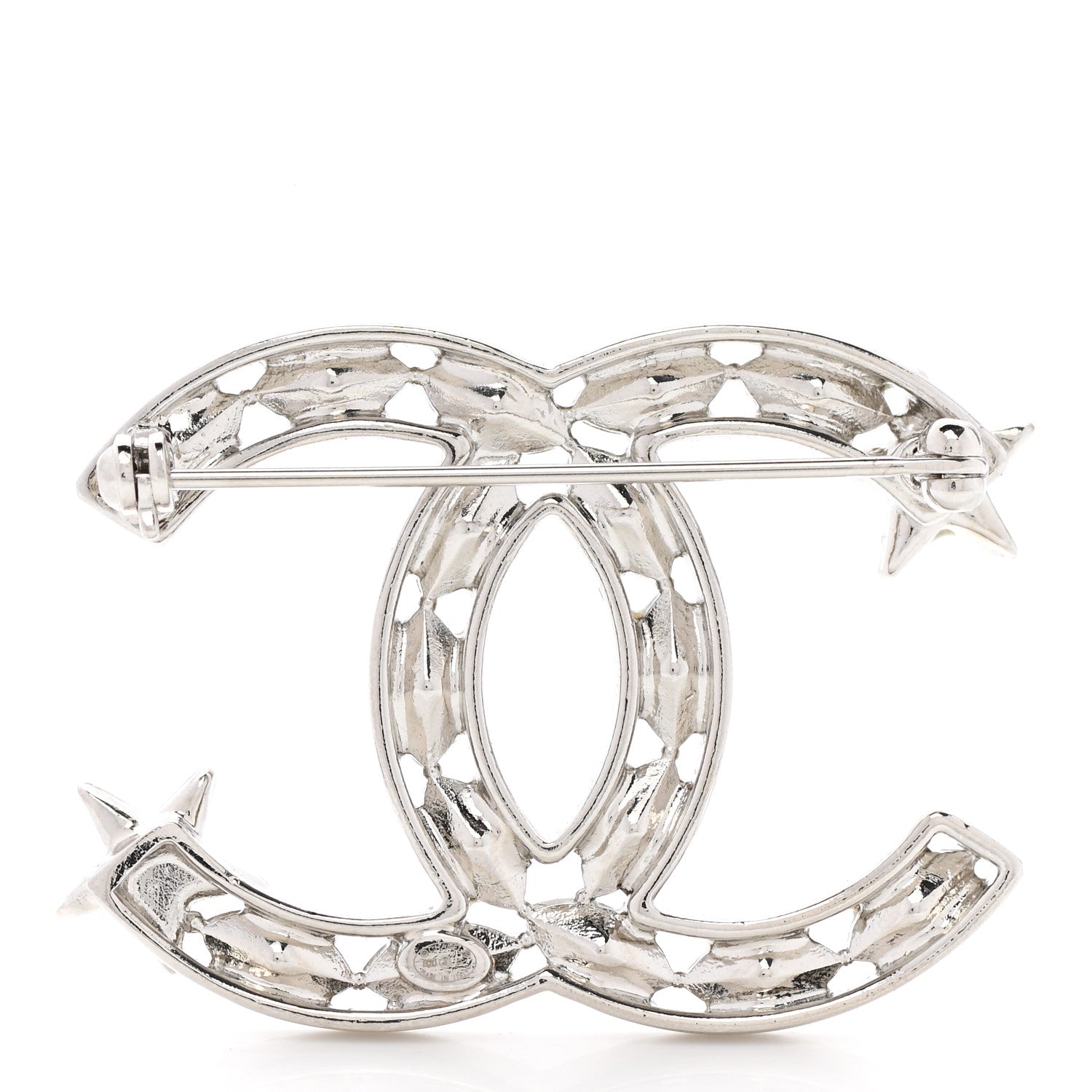 Chanel Crystal Starfall CC Brooch Silver 3 of 4