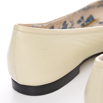 Gucci Calfskin Web Bow Womens Ballet Flats 37.5 Black Vintage White 5 of 11
