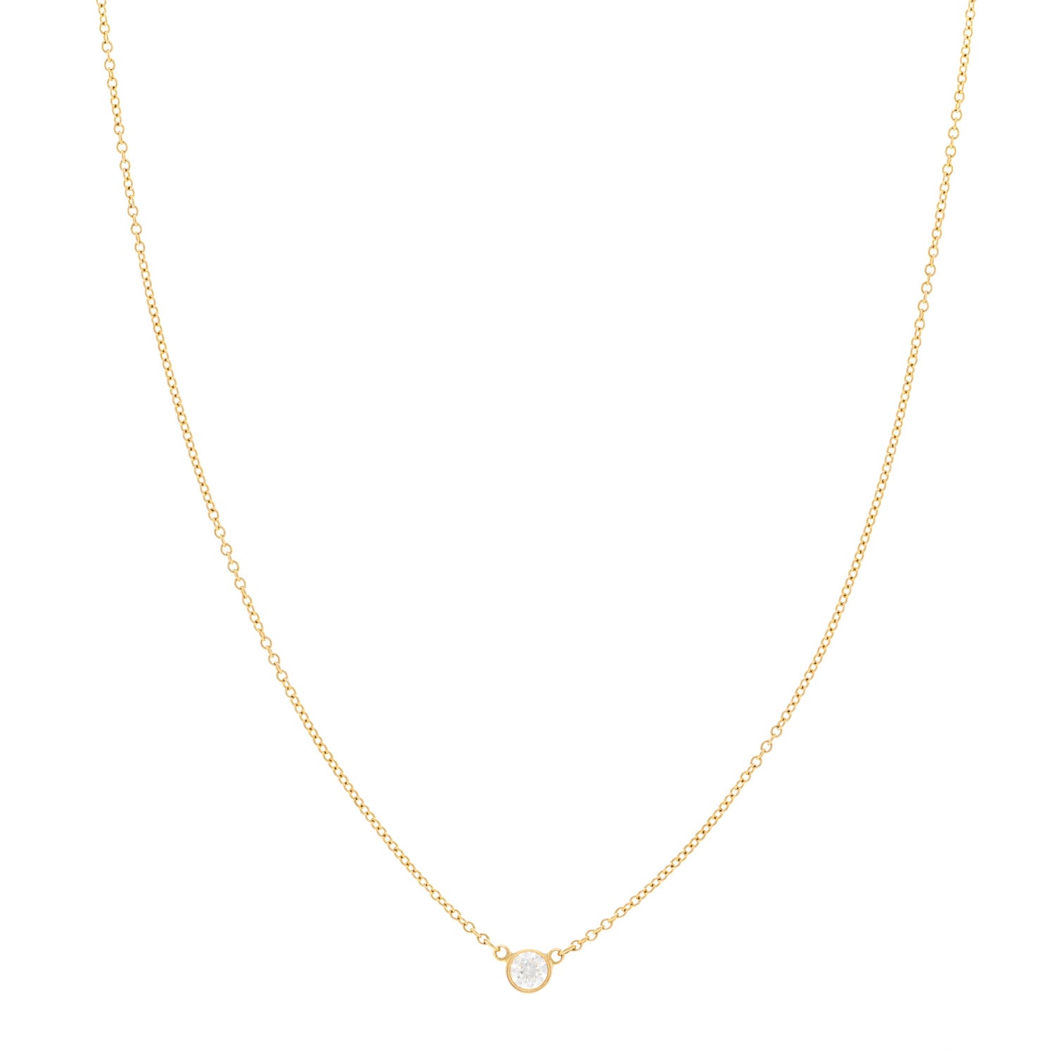 Tiffany 18K Yellow Gold Diamond .16ct Elsa Peretti Diamonds by the Yard Pendant Necklace 1 of 5