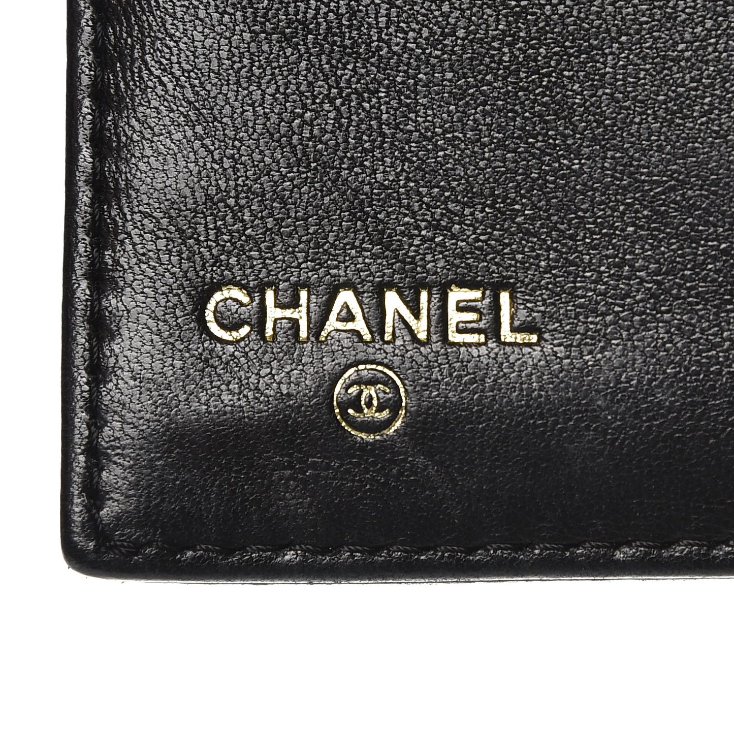 Lambskin Embossed Camellia Flap Wallet Black