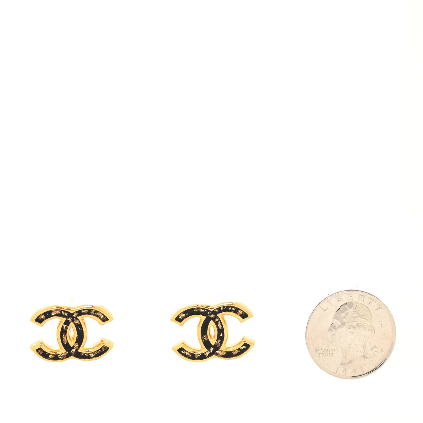 Resin CC Stud Earrings Black Gold