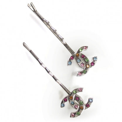Chanel Rhinestone CC Hair Clips Bobby Pins 1 of 5