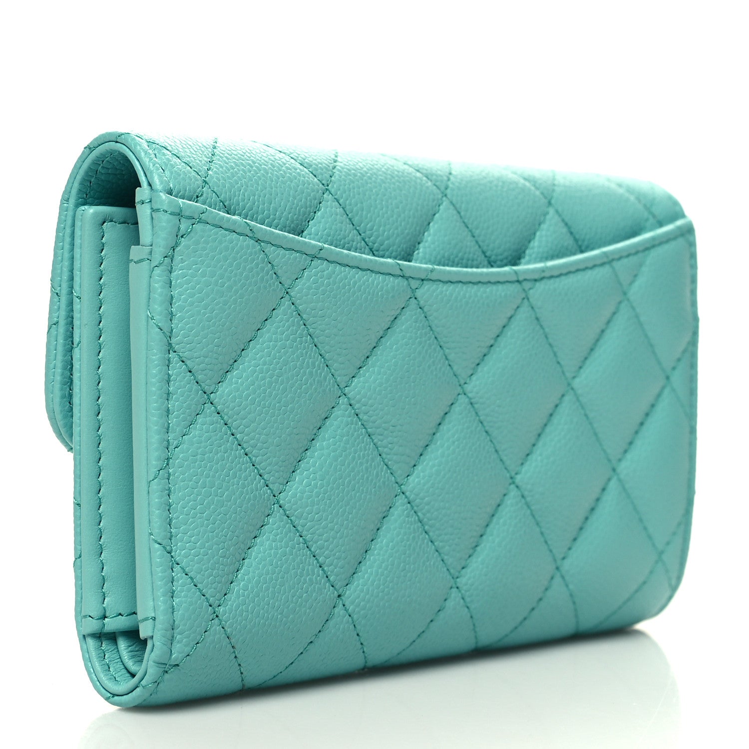 Chanel Caviar Quilted Medium Flap Wallet Turquoise 3 of 11