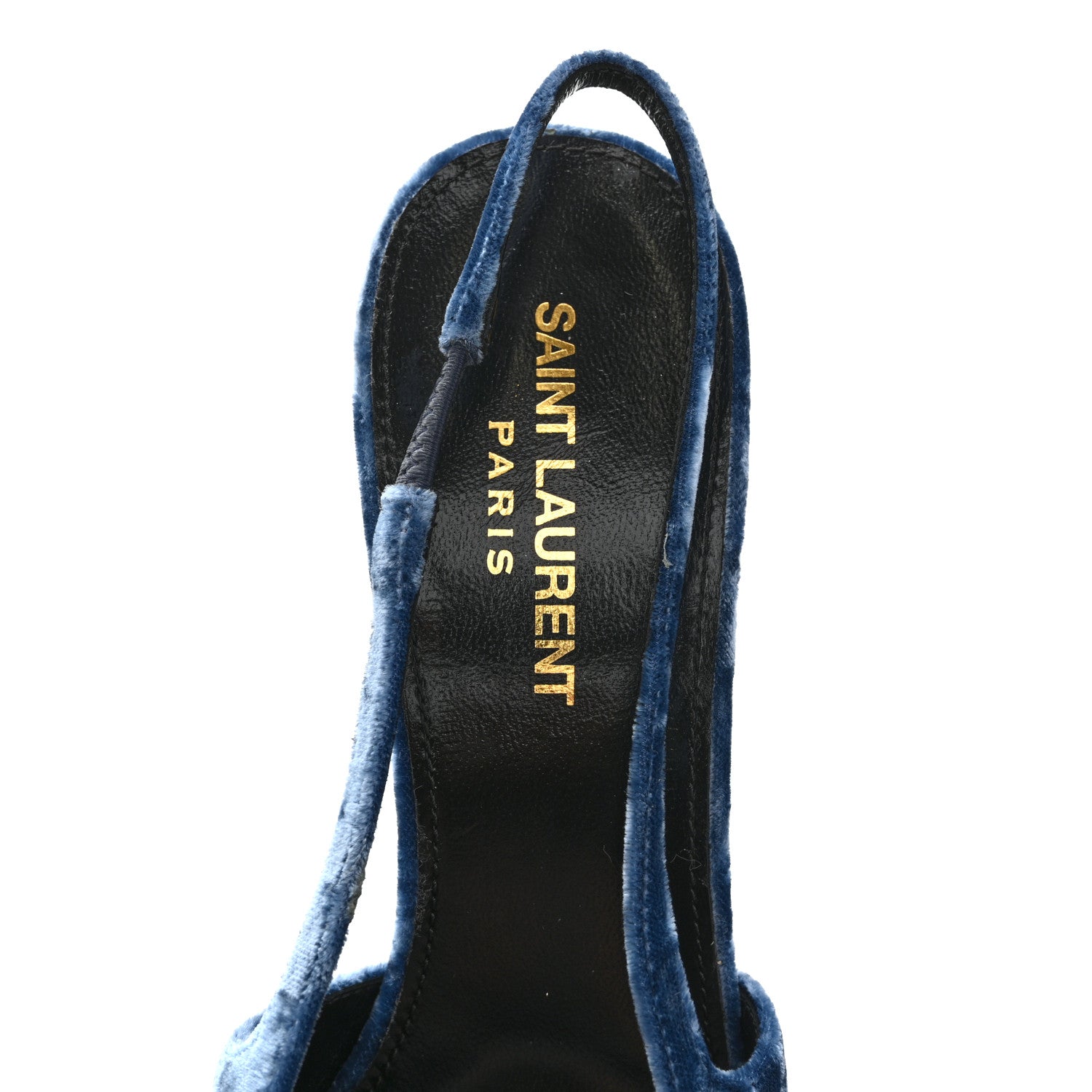 Saint Laurent Velvet Tom 90 Dream Slingback Pumps 37.5 Denim 7 of 11