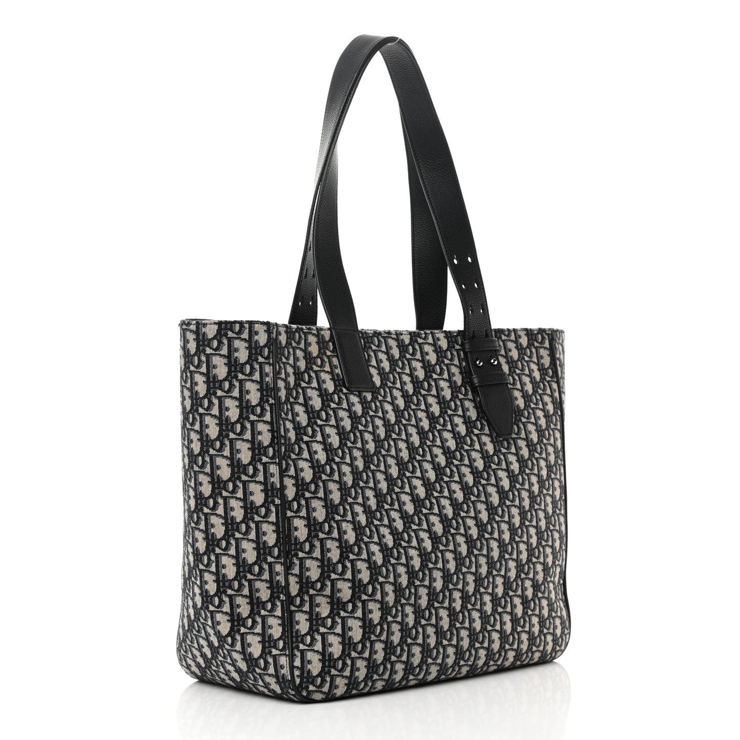 Oblique Saddle Tote Beige Black