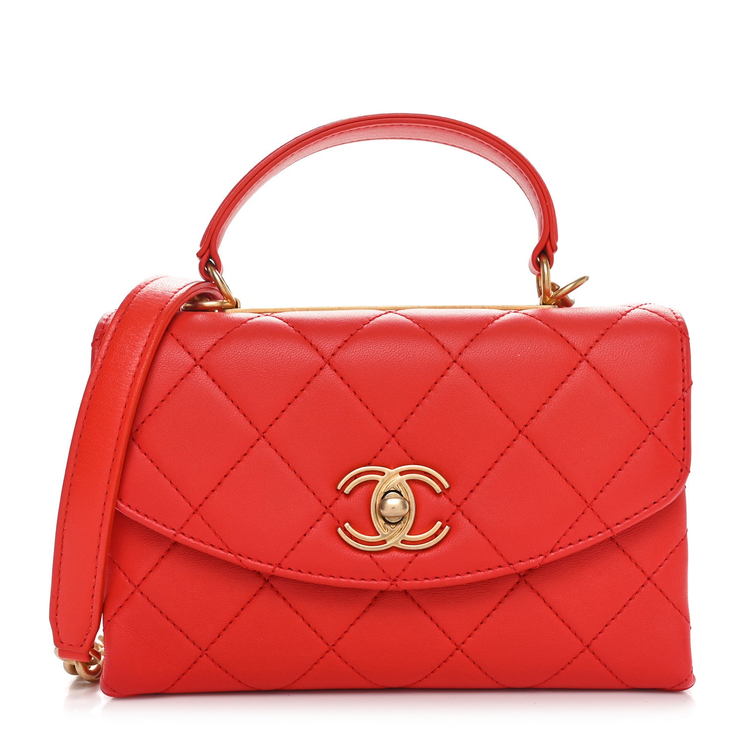 Chanel Lambskin Quilted Small Trendy Spirit Top Handle Bag Red 1 of 10