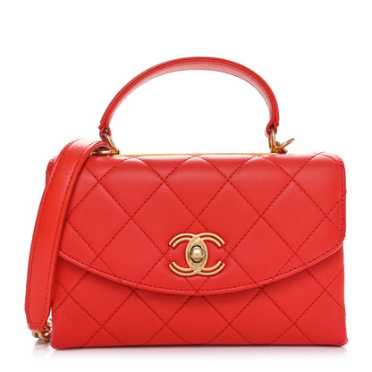 Chanel Lambskin Quilted Small Trendy Spirit Top Handle Bag Red 1 of 10