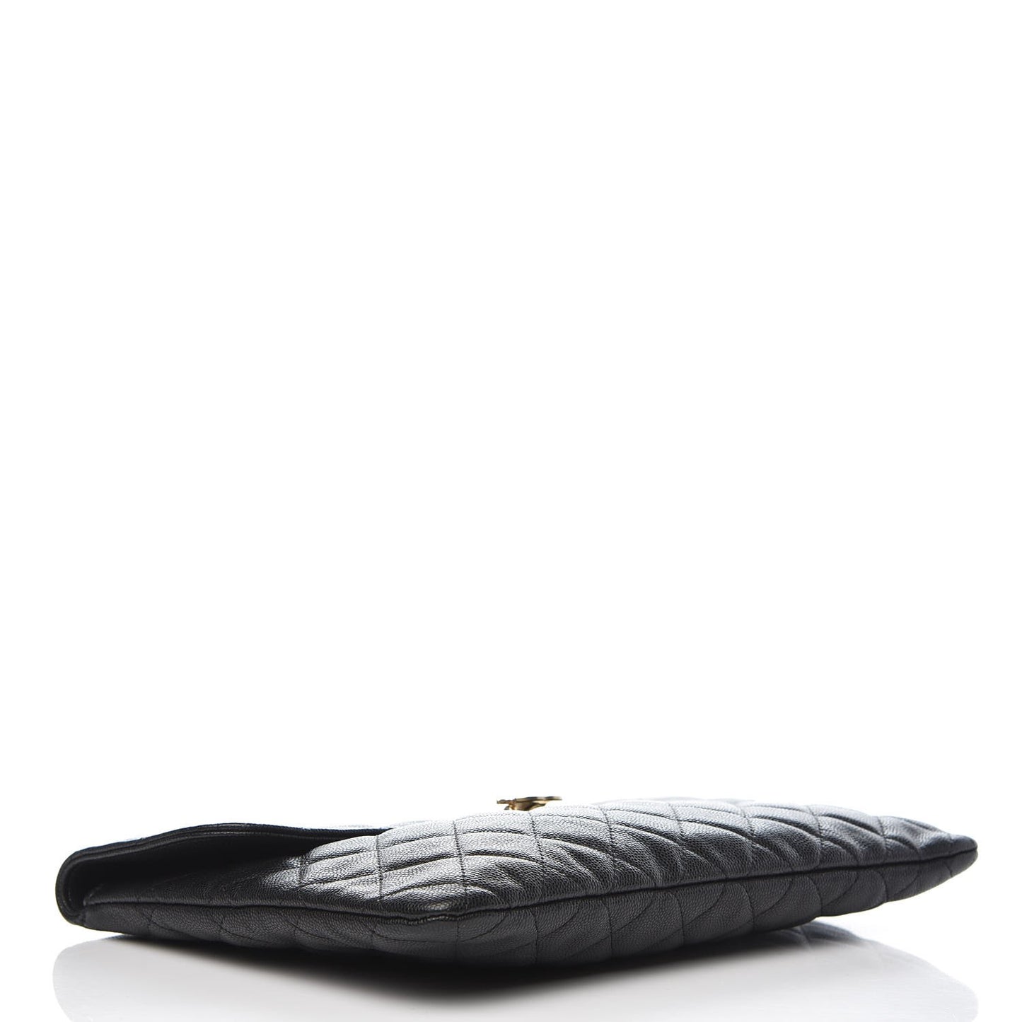 Caviar Quilted Medium Golden Class Pouch Black
