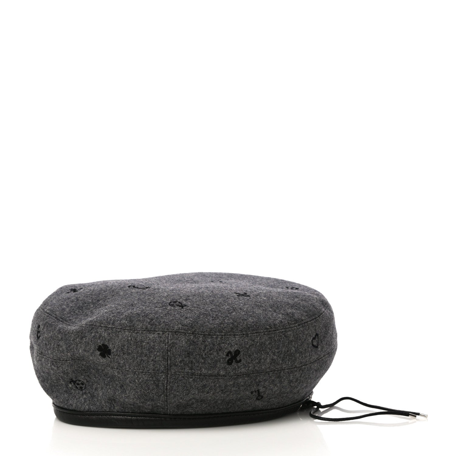 Hermes Cashmere Lambskin Saint-Honore Charms Beret 58 Charbon 4 of 6