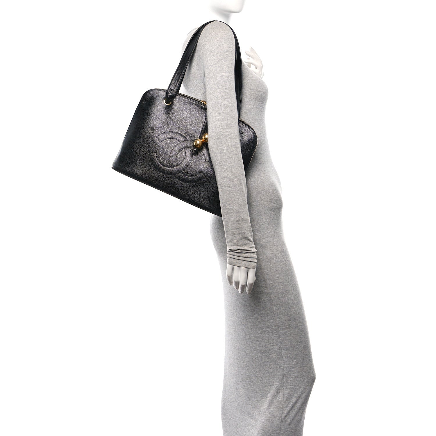 Chanel Caviar Large CC Shoulder Bag Black 2 of 11