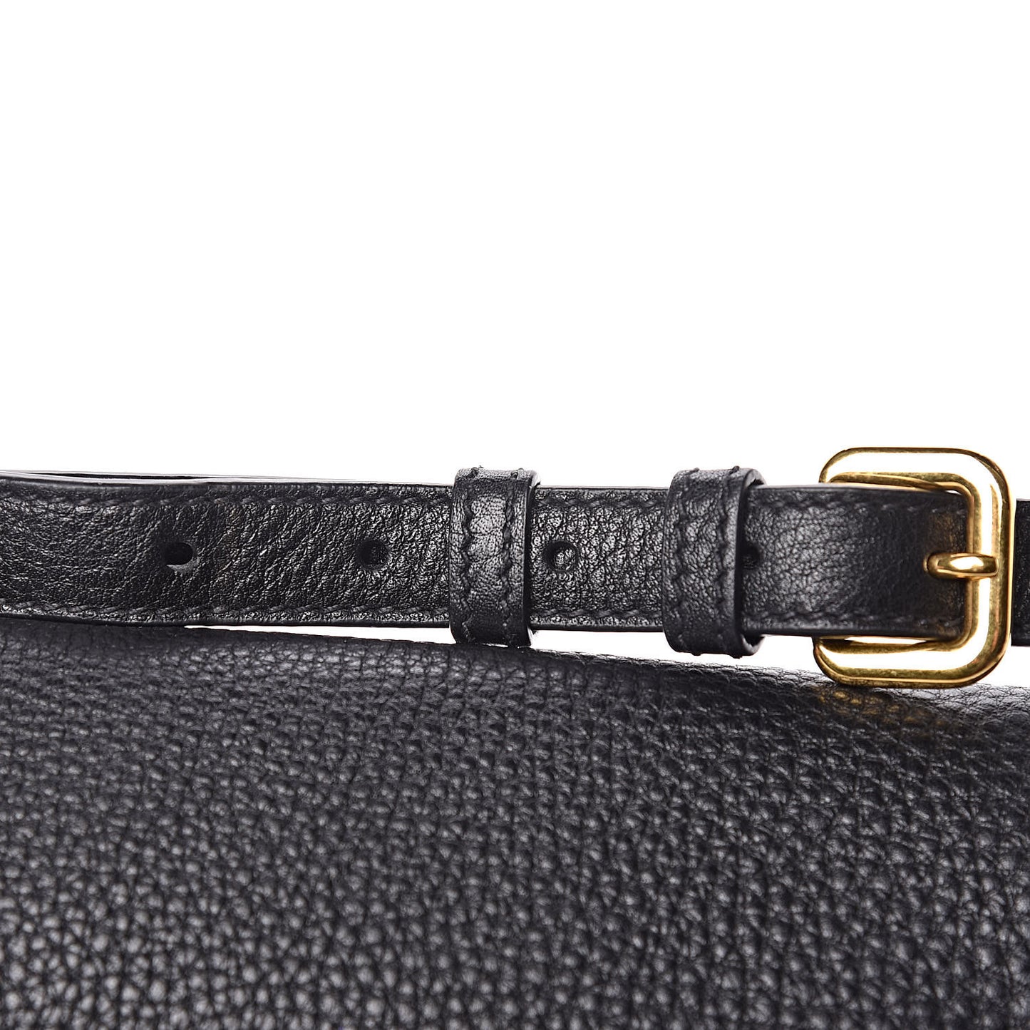 Vitello Daino Double Buckle Messenger Bag Black