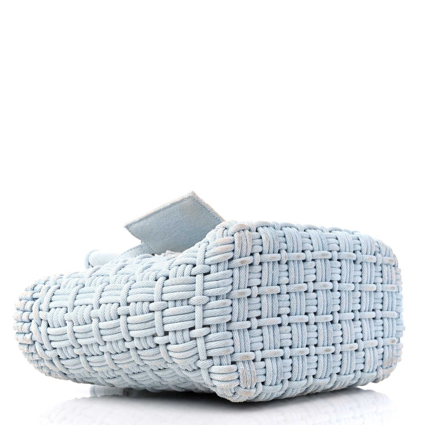 Washed Frayed Denim Braided XS Bistro Basket Blue