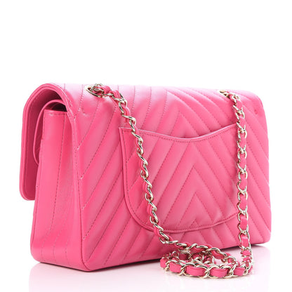 Chanel Lambskin Chevron Quilted Medium Double Flap Pink 4 of 9