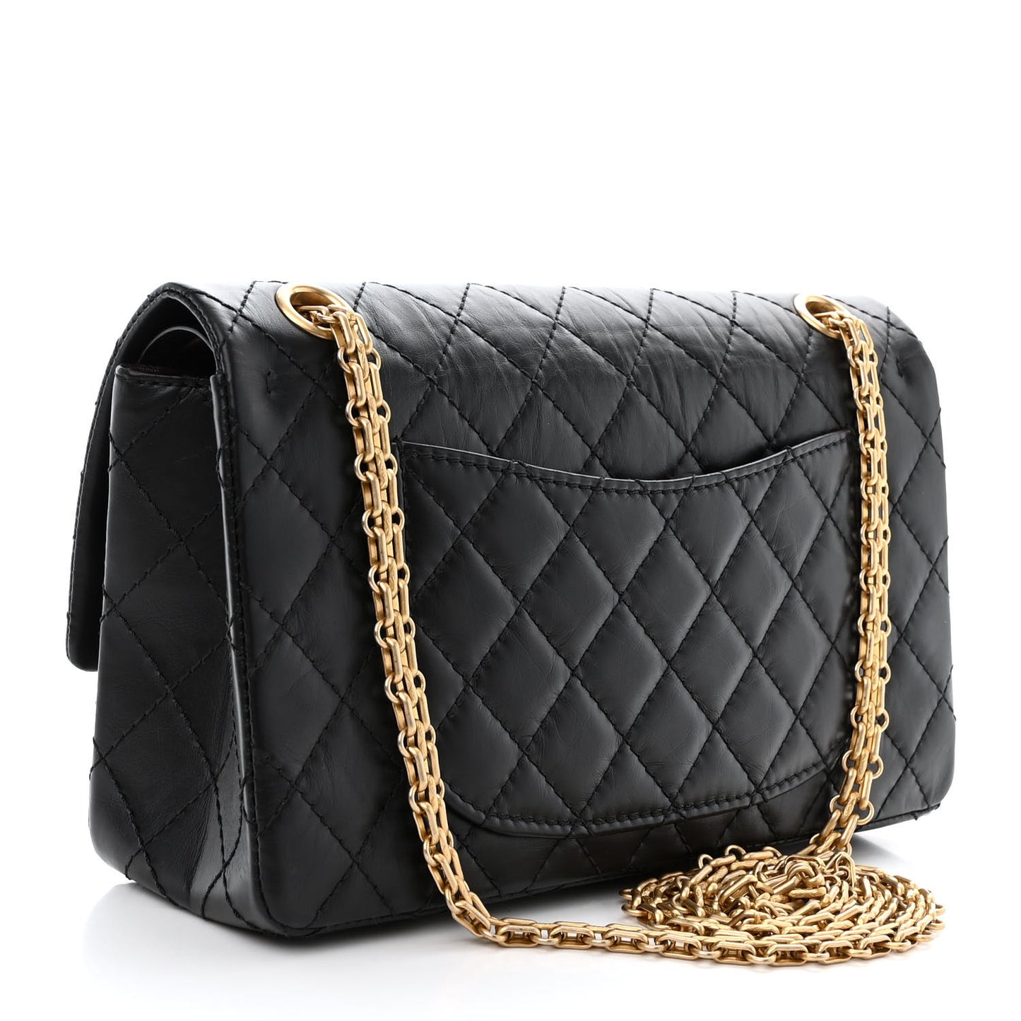Aged Calfskin Quilted 2.55 Reissue 225 Flap Black