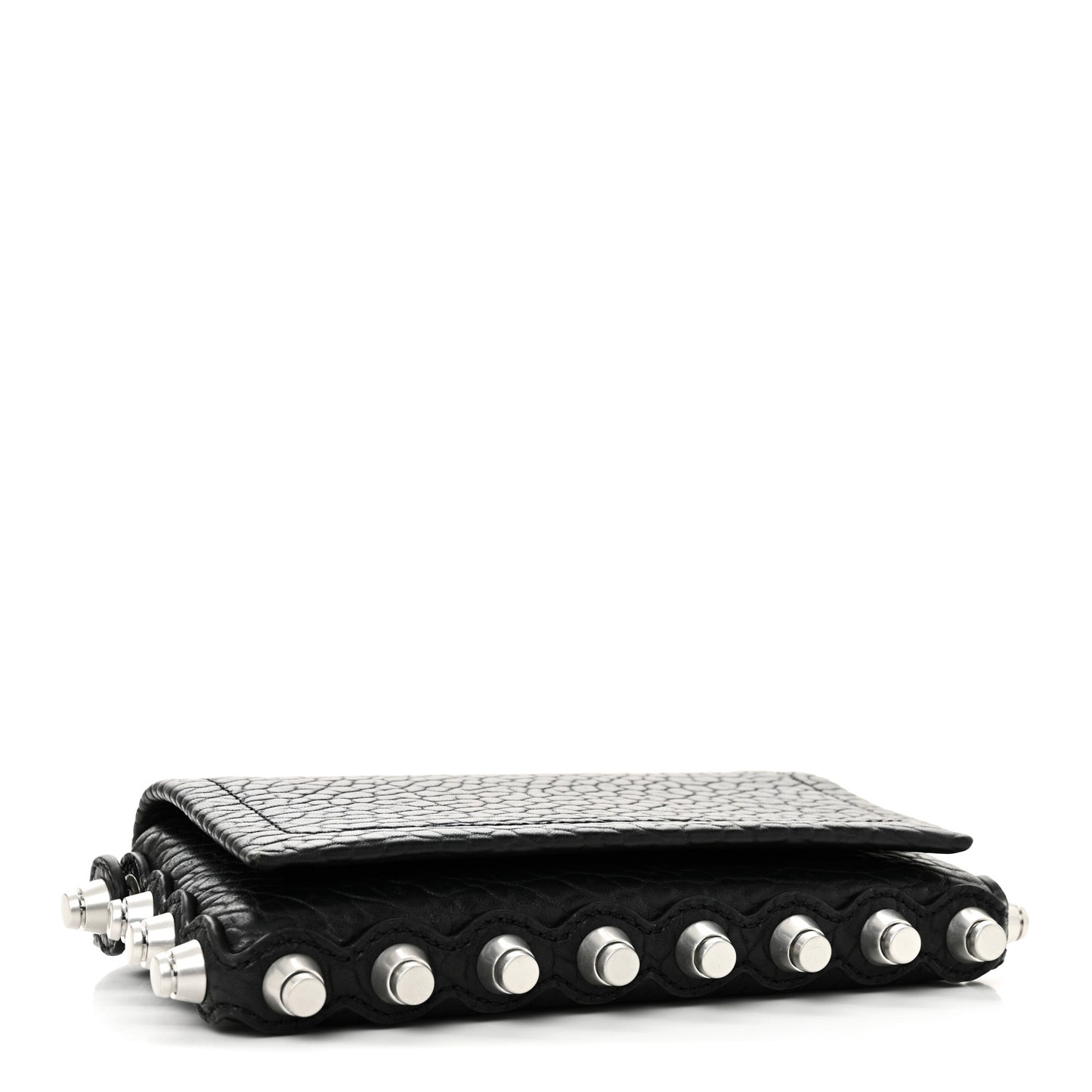 Pebbled Lambskin Studded Roz Shoulder Bag Black