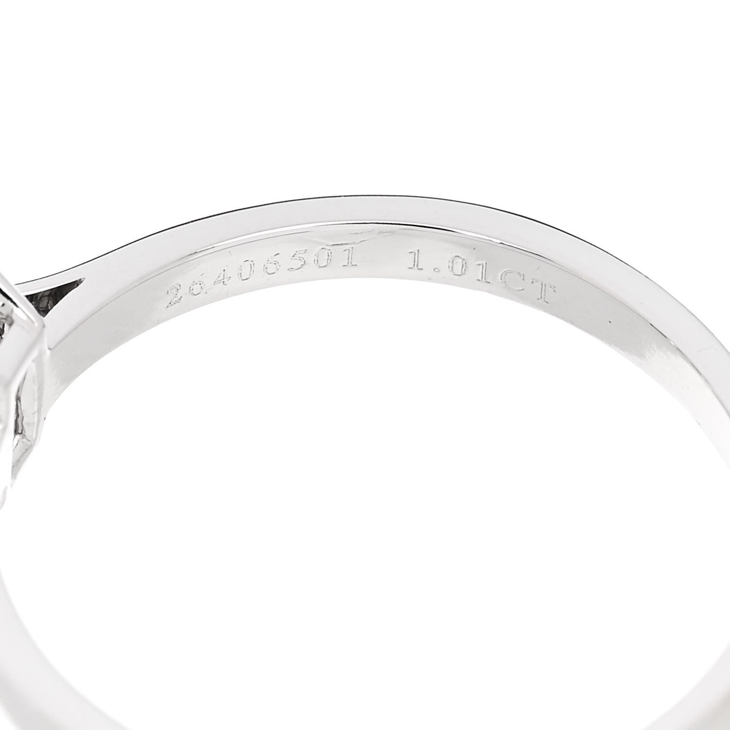 Tiffany Platinum Diamond 1.01ct Emerald Cut Solitaire Engagement Ring 56 7.75 5 of 7