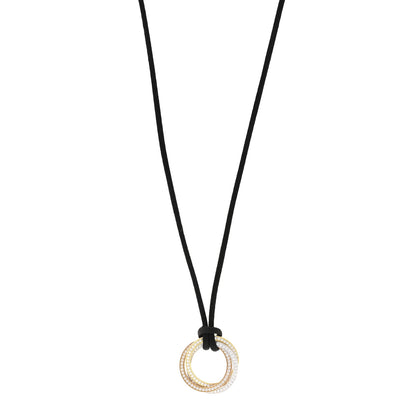 Cartier 18K Pink Yellow White Gold Diamond Trinity Paved Cord Necklace 1 of 5