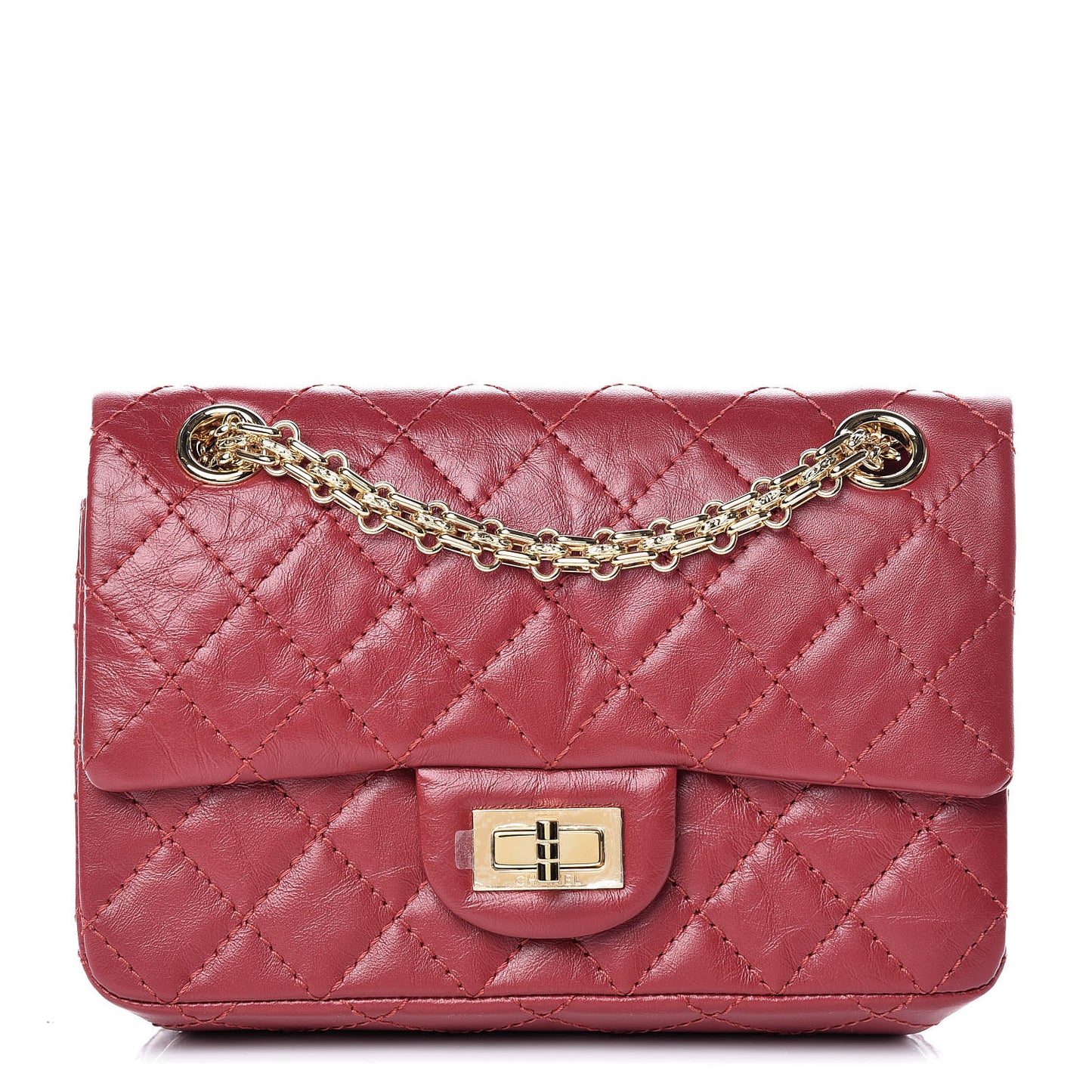 Aged Calfskin Quilted 2.55 Reissue 224 Flap Red