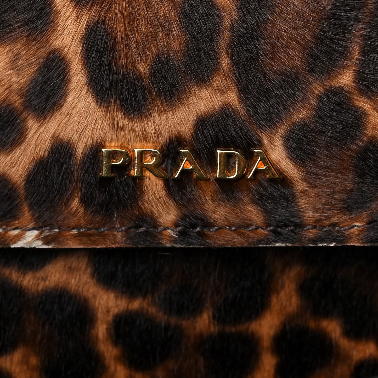Calf Hair Leopard Print Shoulder Bag Avorio