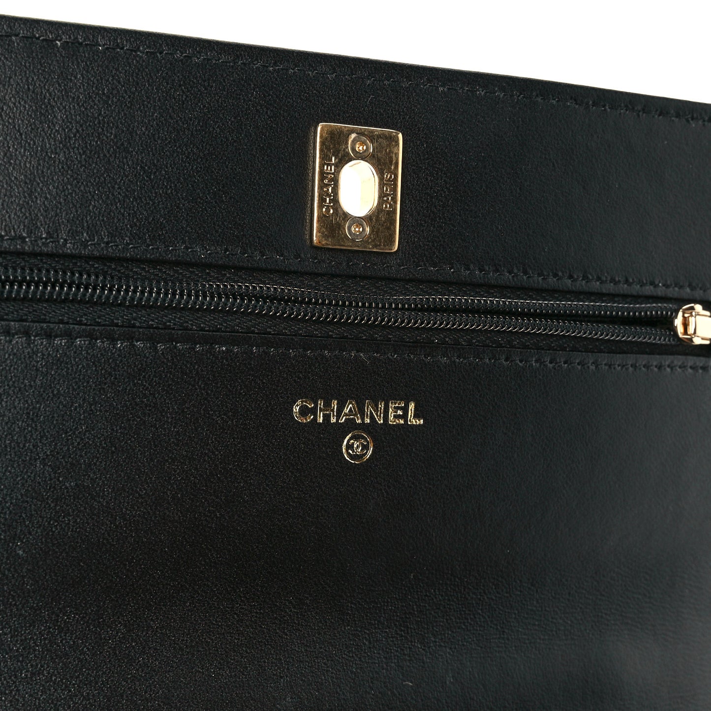 Lambskin Quilted Crystal Pearl Handle Wallet On Chain WOC Black