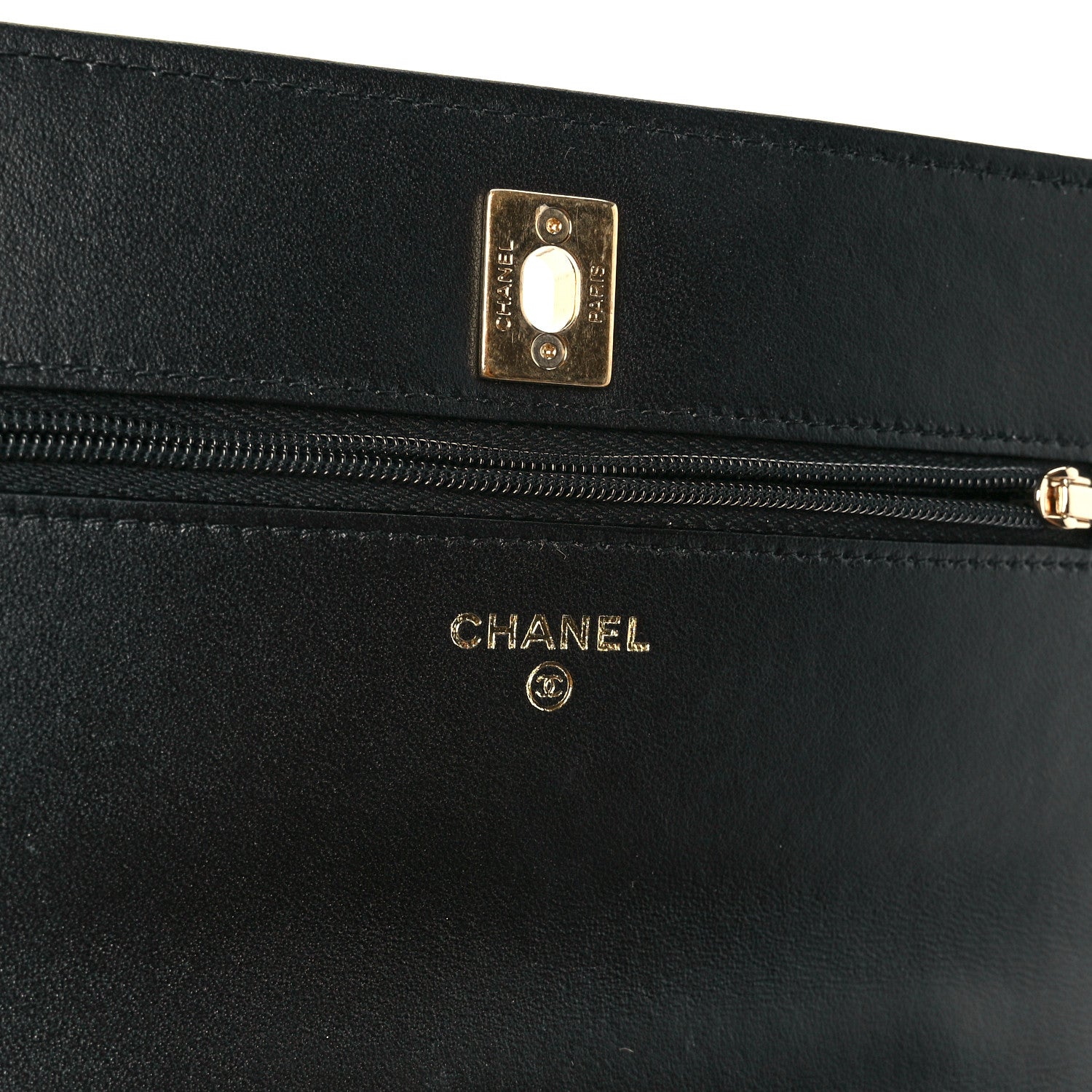 Chanel Lambskin Quilted Crystal Pearl Handle Wallet On Chain WOC Black 6 of 14