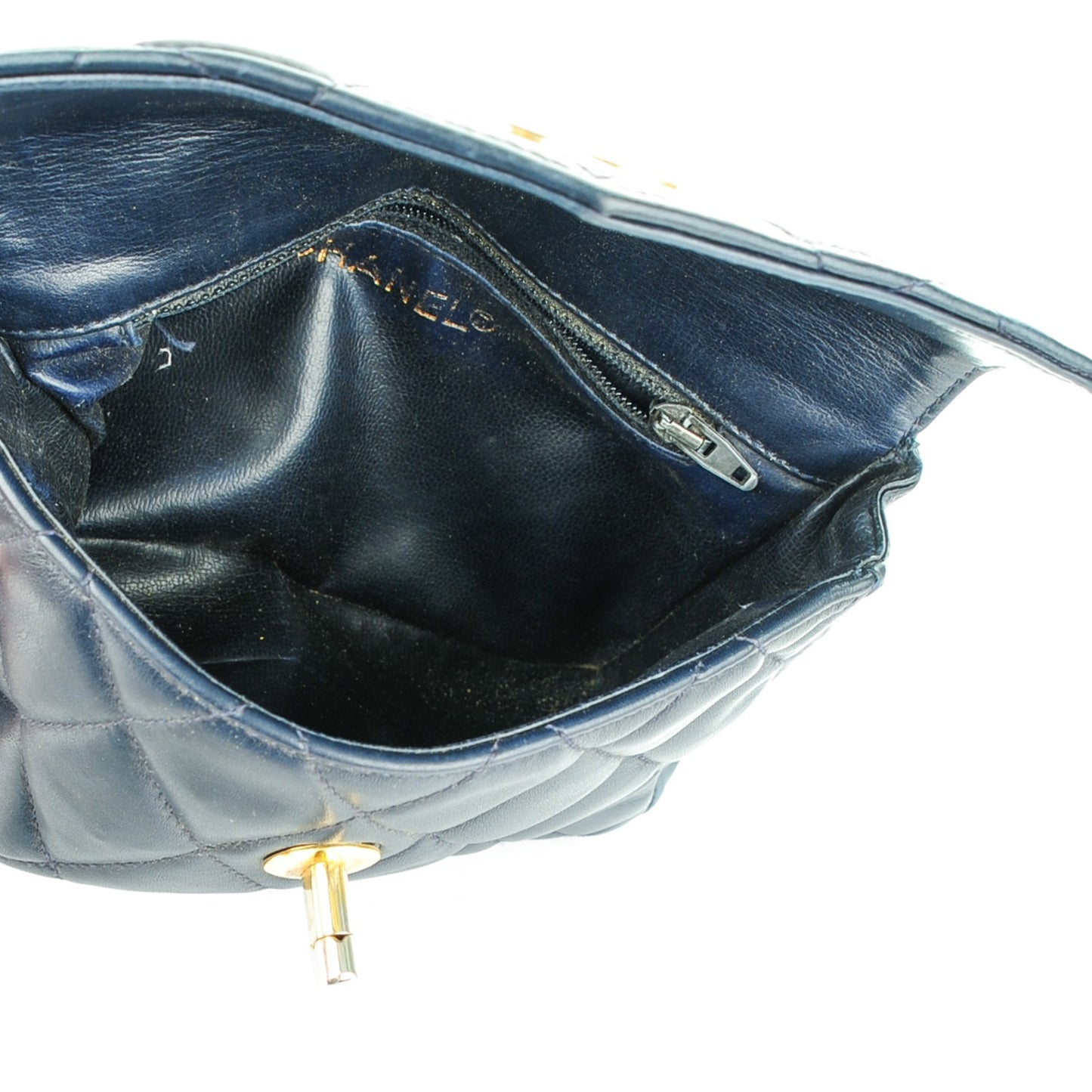 Lambskin Quilted Flap Waist Belt Bag 70 28 Navy