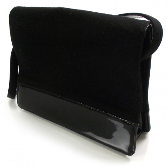 Chanel Patent Trim Jersey Shoulder Bag Black 3 of 8