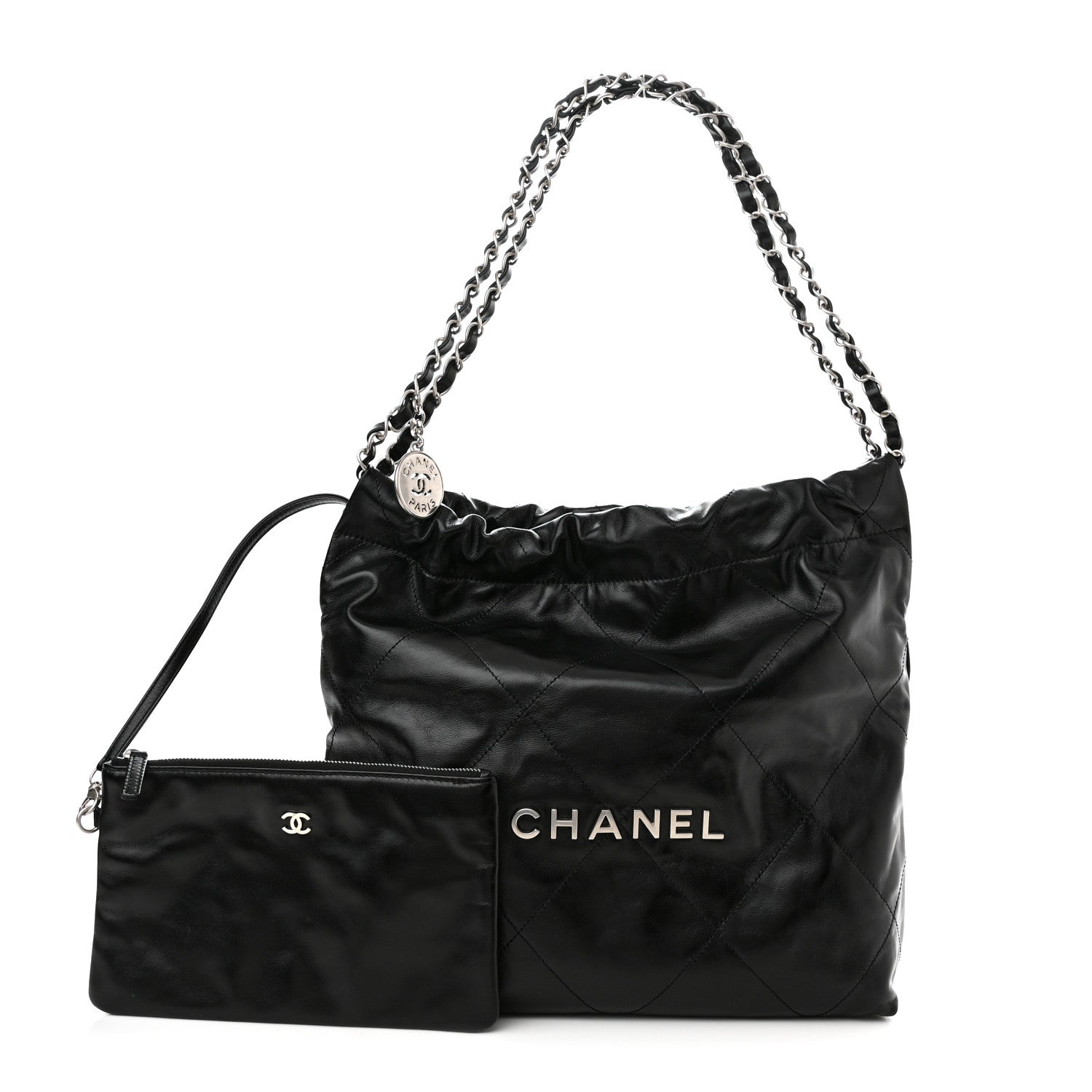Chanel Shiny Calfskin Quilted Chanel 22 Black 1 of 12