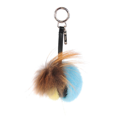 Fendi Mink Fox Fur QuTweet Softweet Bag Bug Charm Azzurro 1 of 7