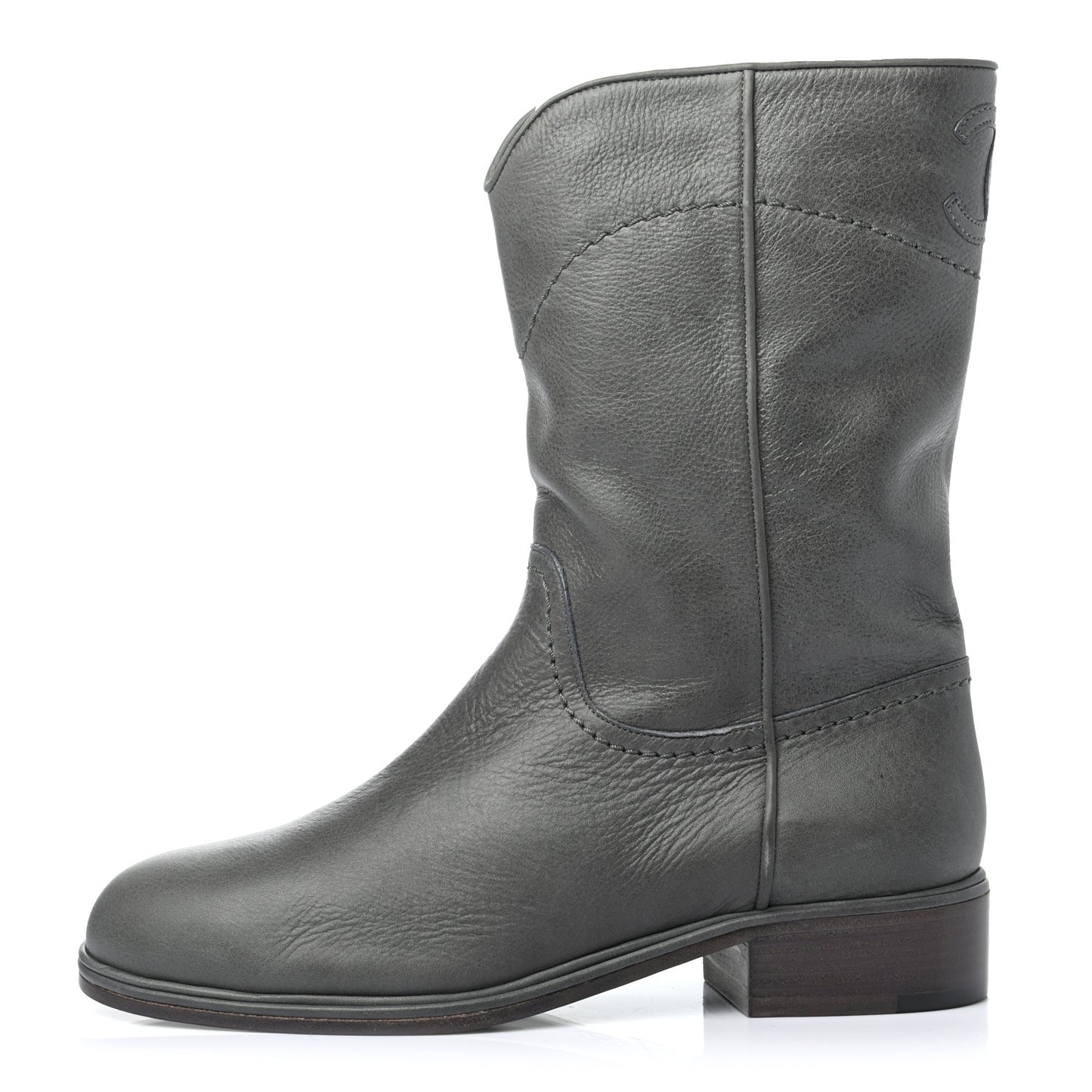 Calfskin Ascot CC Boots 37.5 Gray