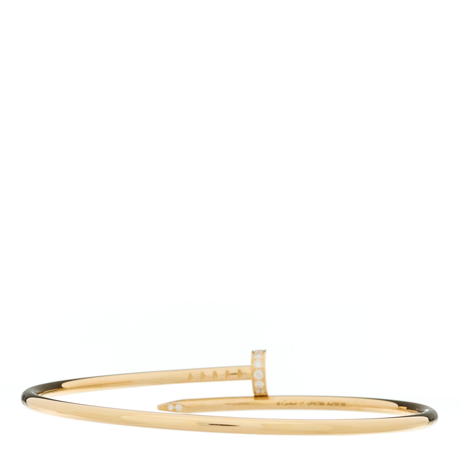 Cartier 18K Yellow Gold Diamond Small Juste Un Clou Bracelet 17 2 of 3