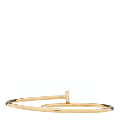 Cartier 18K Yellow Gold Diamond Small Juste Un Clou Bracelet 17 2 of 3