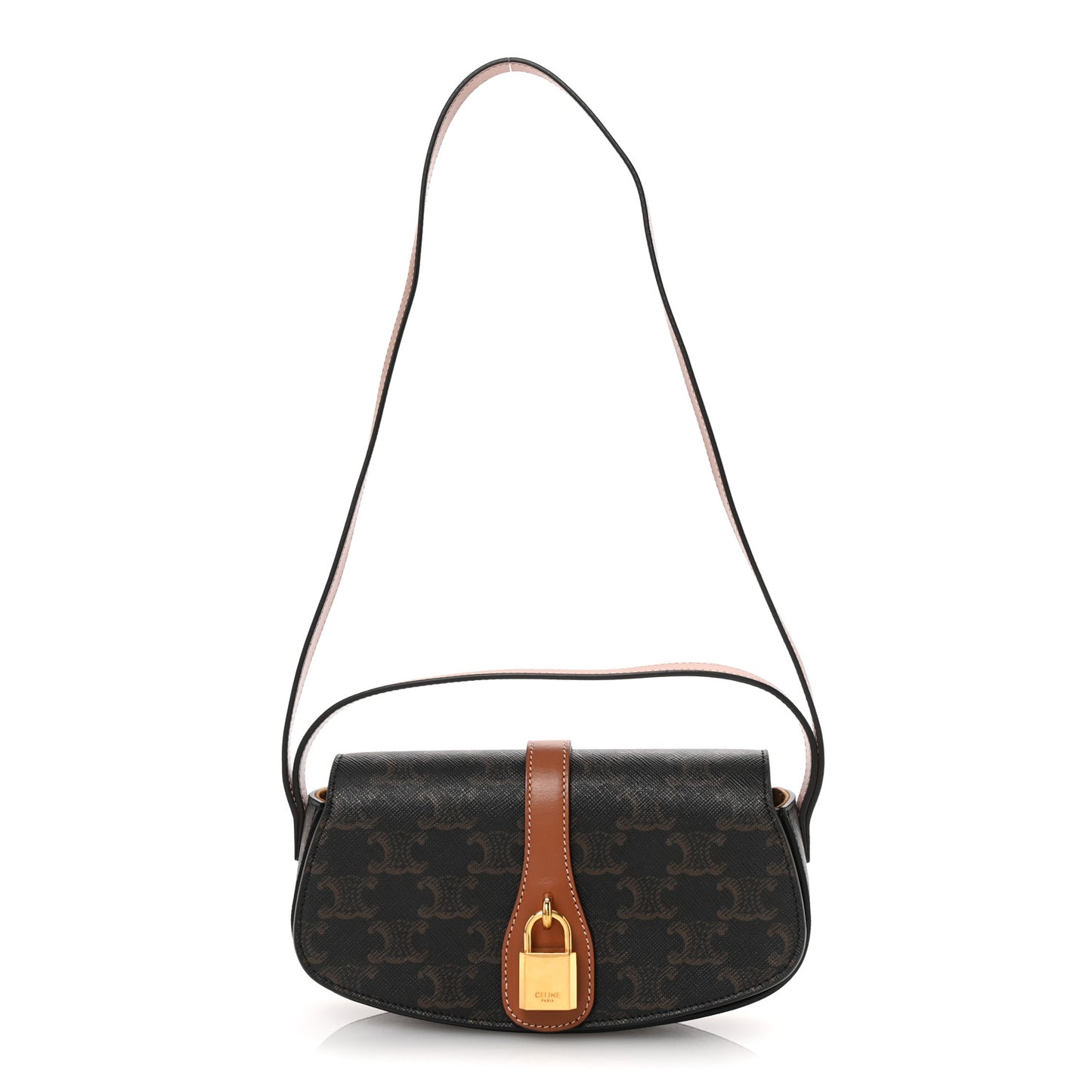 Triomphe Canvas Calfskin Tabou Clutch on Strap Tan