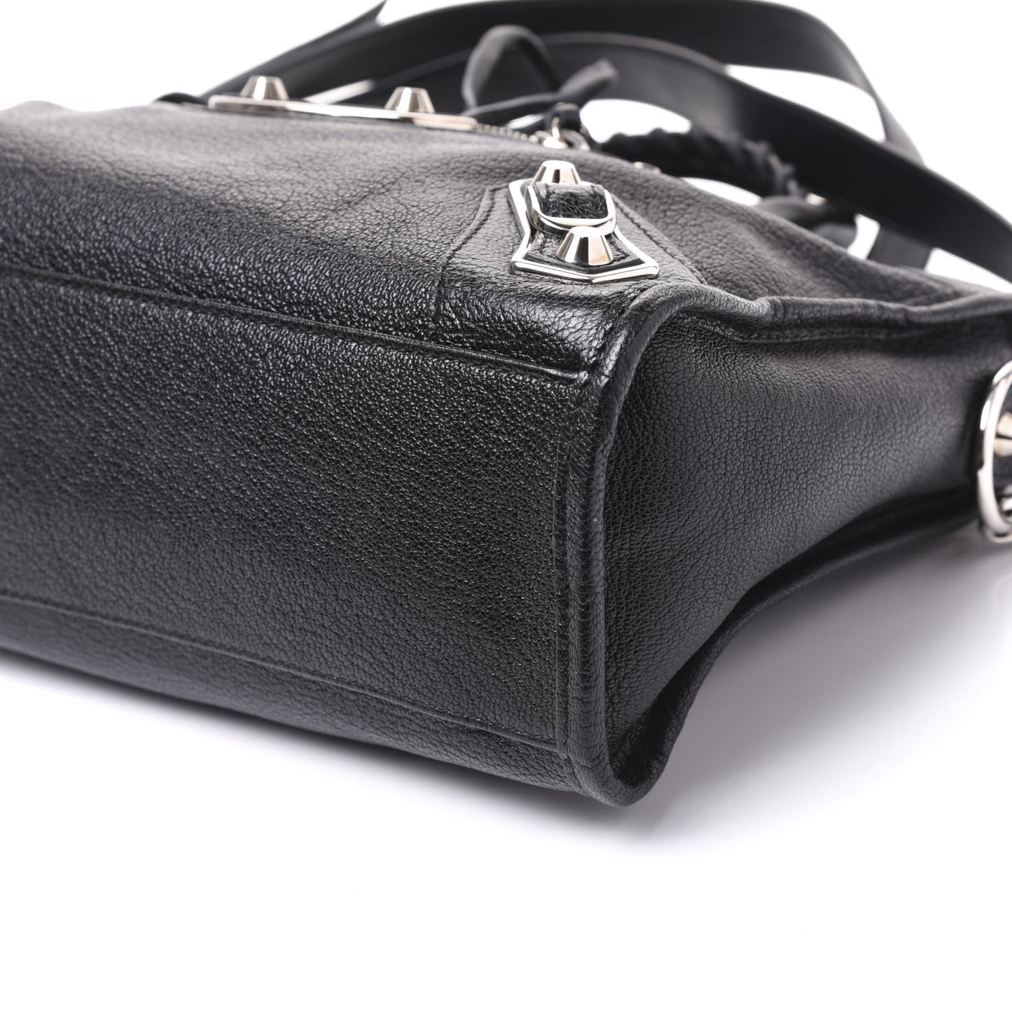 Chevre Silver Metallic Edge Hardware S City Black